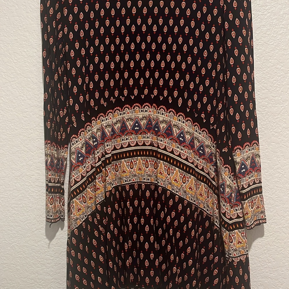 Bohemian Black and Red Patterned Dress